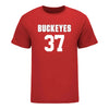 Ohio State Buckeyes Men's Lacrosse Student Athlete #37 Justin Sherrer T-Shirt In Scarlet - Front View