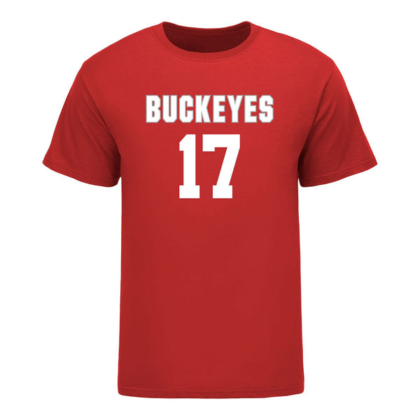 Ohio State Buckeyes Women's Lacrosse Student Athlete #17 Chelsea Debevec T-Shirt In Scarlet - Front View
