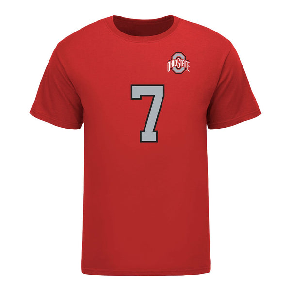 Ohio State Buckeyes Men's Volleyball Student Athlete T-Shirt #7 Jacob Pasteur In Scarlet - Front View