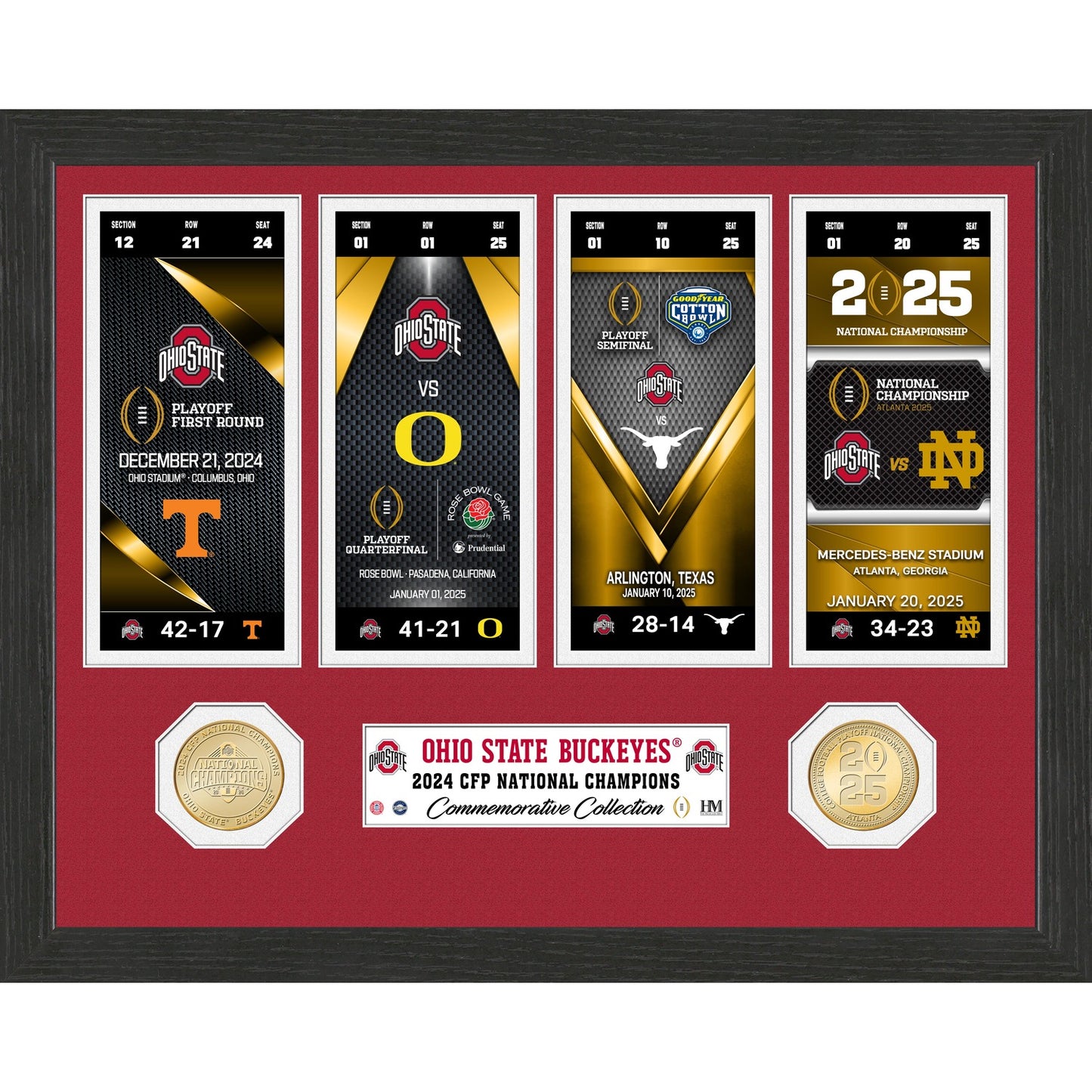 Ohio State Buckeyes Road to the 2024-25 CFP Championship Ticket Collection & Bronze Coin Photo Mint