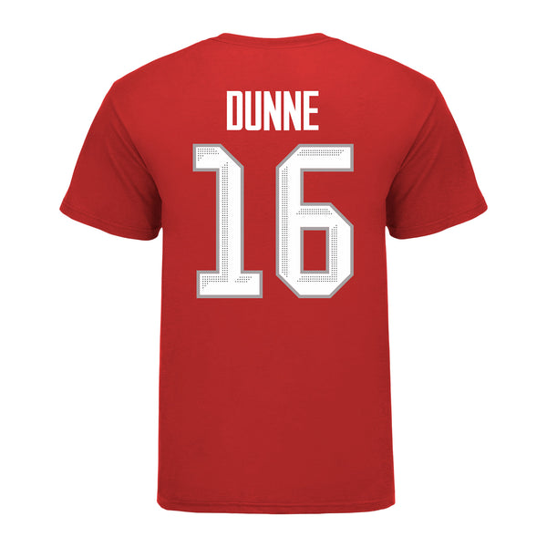 Ohio State Buckeyes #16 Joy Dunne Student Athlete Women's Hockey T-Shirt In Scarlet - Back View