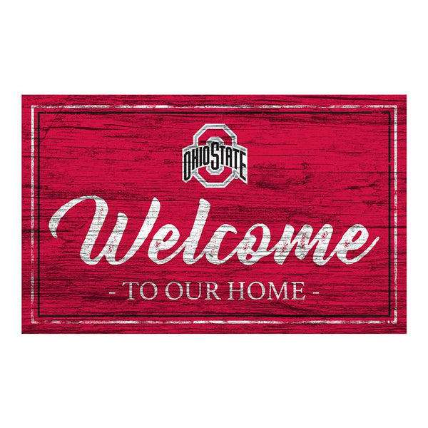 Ohio State Welcome To Our Home Sign in Scarlet - Front View
