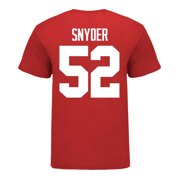 Ohio State Buckeyes Men's Lacrosse Student Athlete #52 Jacob Snyder T-Shirt In Scarlet - Back View