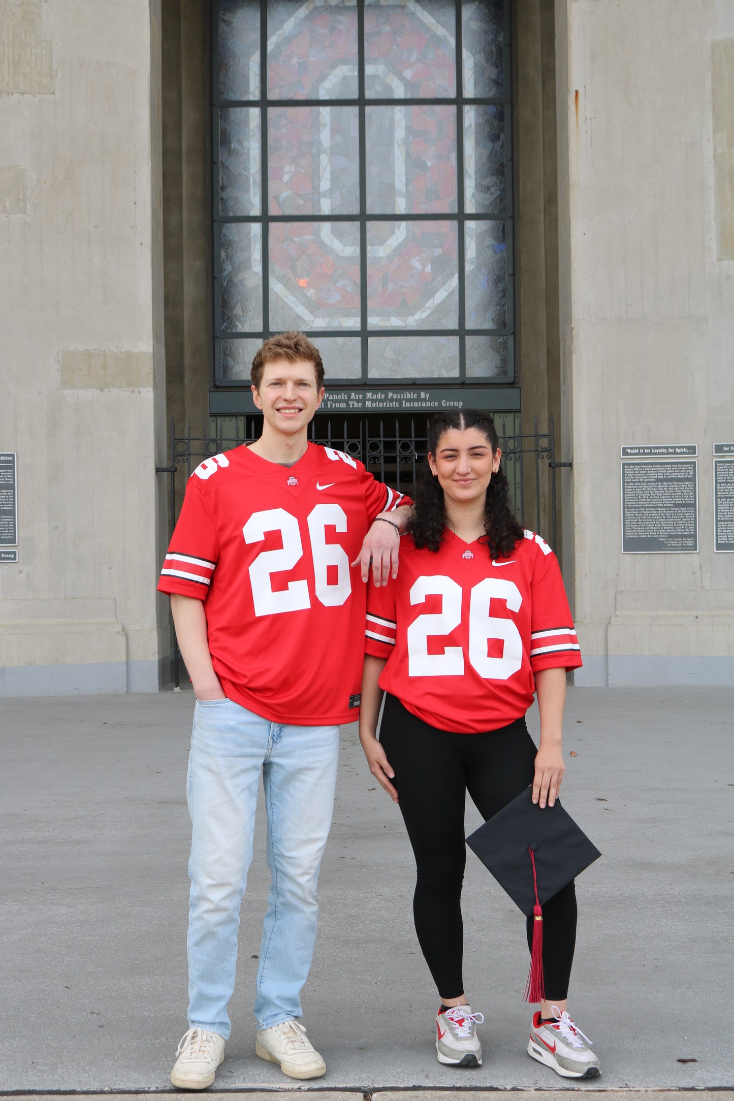 Ohio State Buckeyes Graduate #26 Scarlet Football Jersey - Modeled Front