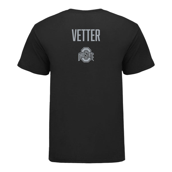 Ohio State Women's Gymnastics Tory Vetter Student Athlete T-Shirt In Black - Back View