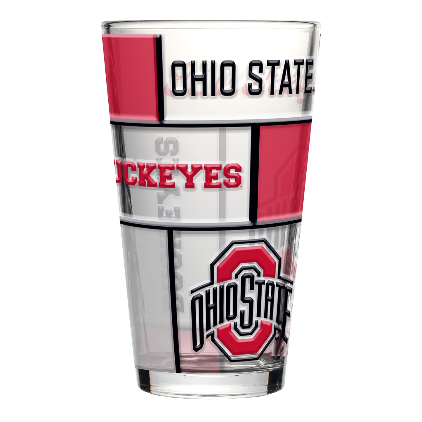 Ohio State Buckeyes 16oz Stained Glass Pint Glass - Front View