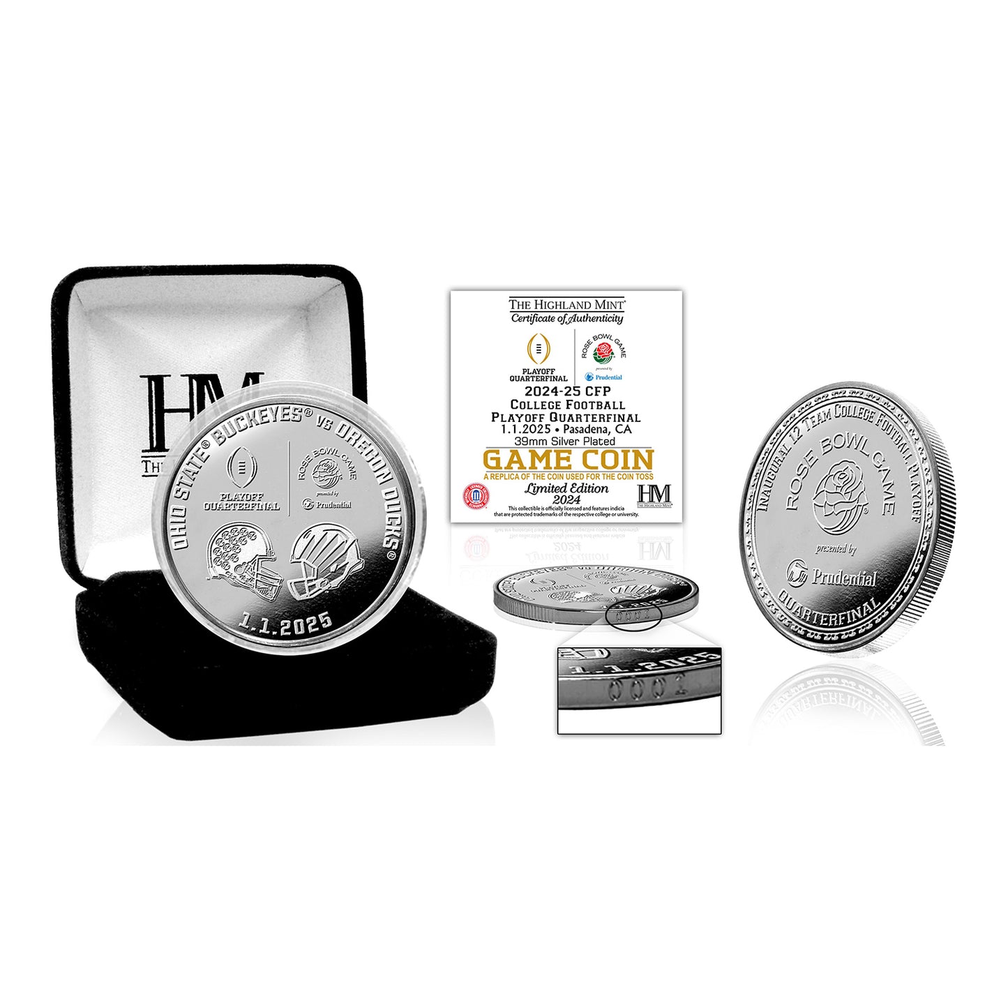 Ohio State Buckeyes Rose Bowl Silver Coin - Front View