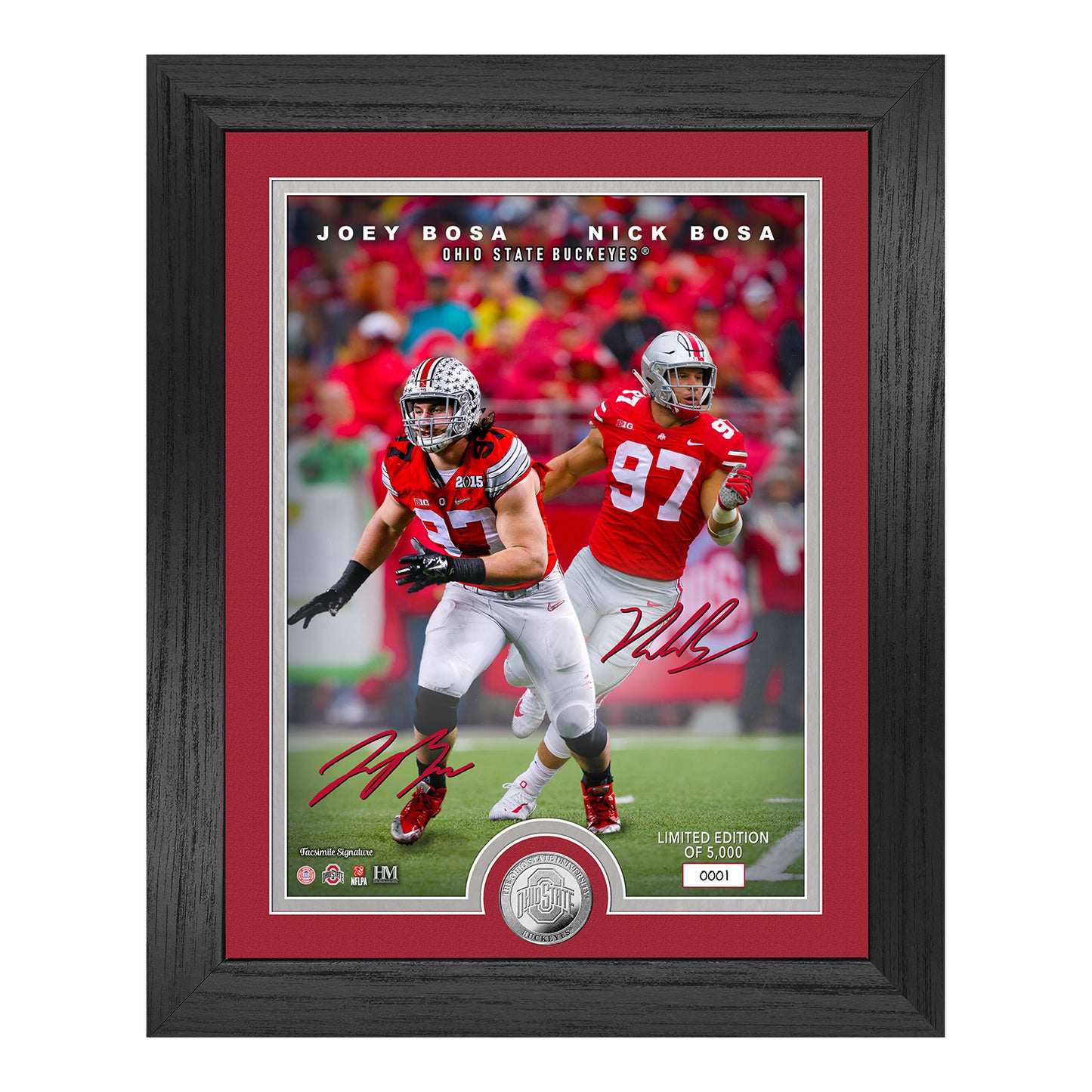 Nick & Joey Bosa OSU Buckeyes Silver Coin Photo Mint - Front View