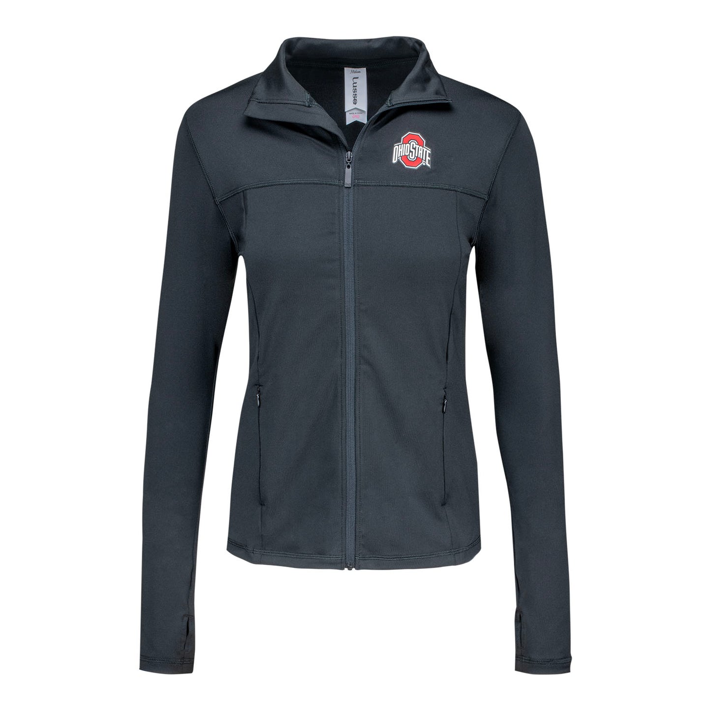 Ohio State Buckeyes Lusso Carla Jacket In Black - Front View