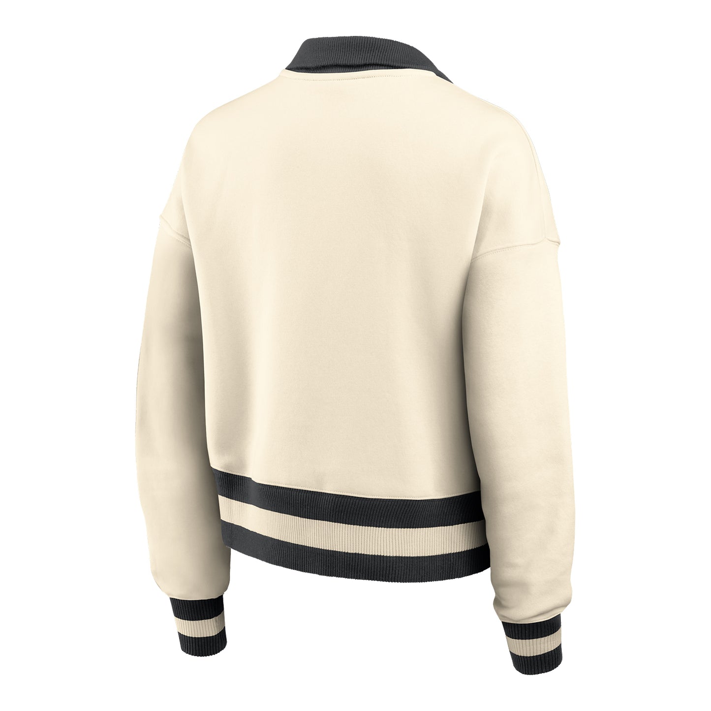 Ladies Ohio State Buckeyes Nike 1/4 Zip Legacy Wordmark Jacket In Cream - Back View