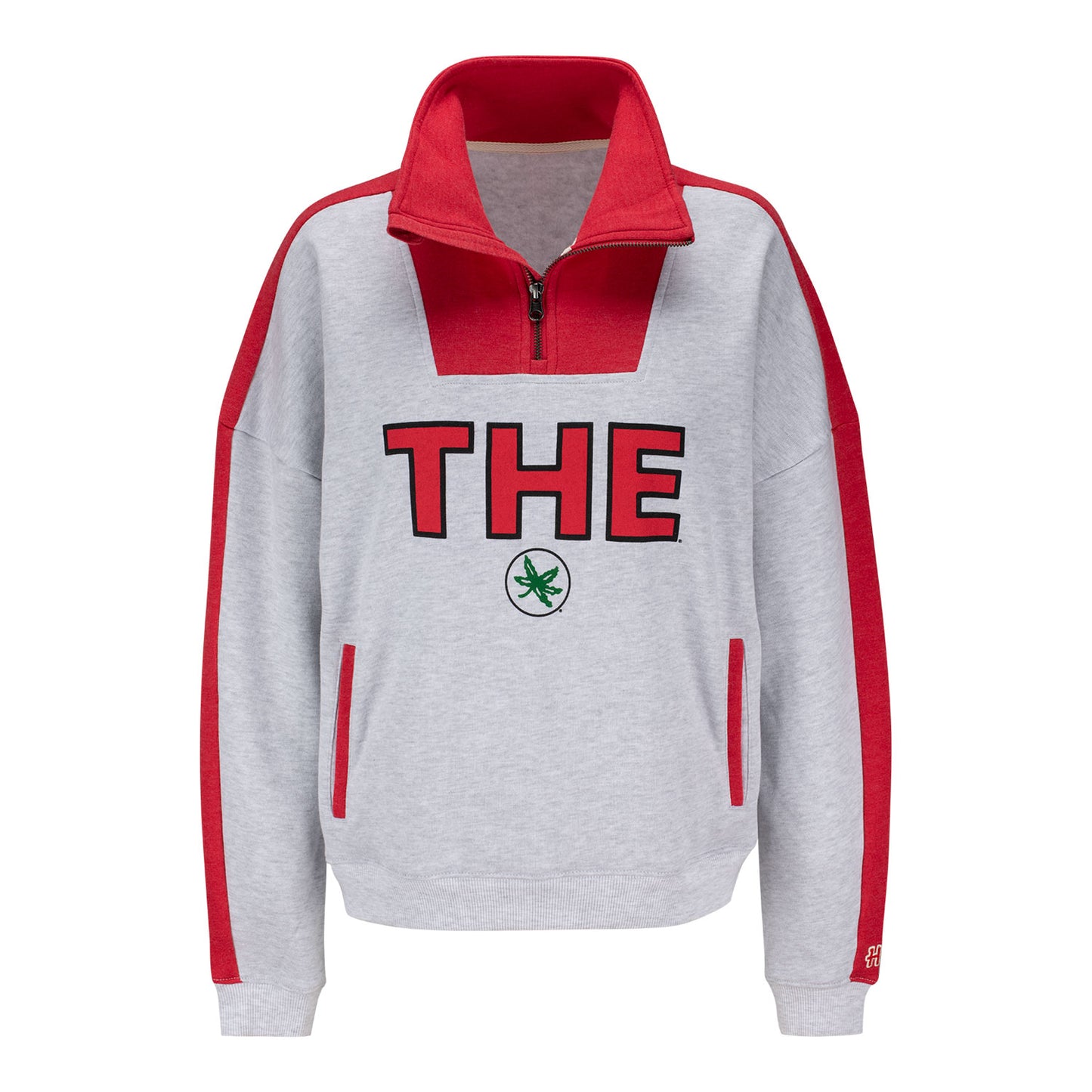 Ladies Ohio State Buckeyes "THE" 1/4 Zip Jacket in Gray - Front View