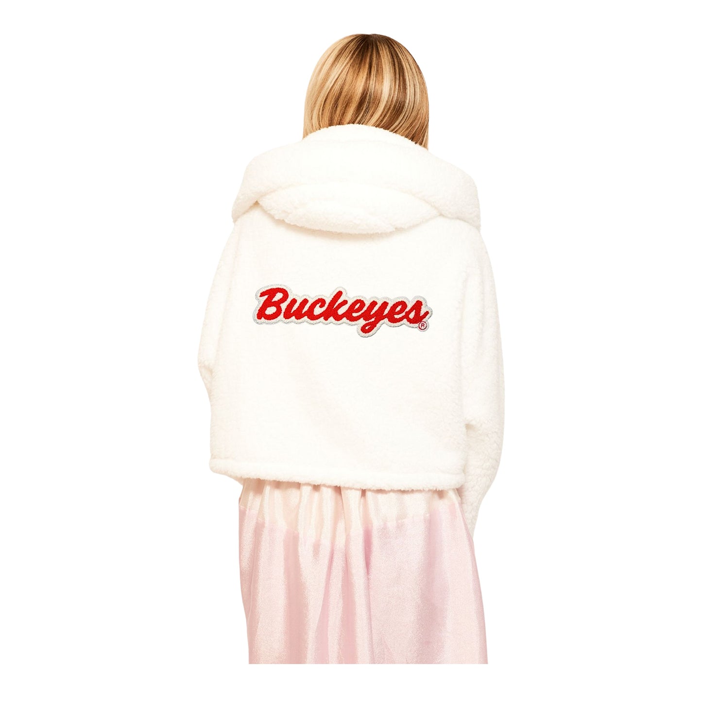 Ladies Ohio State Buckeyes Jill Martin Cropped Hooded Lounger - Modeled Back