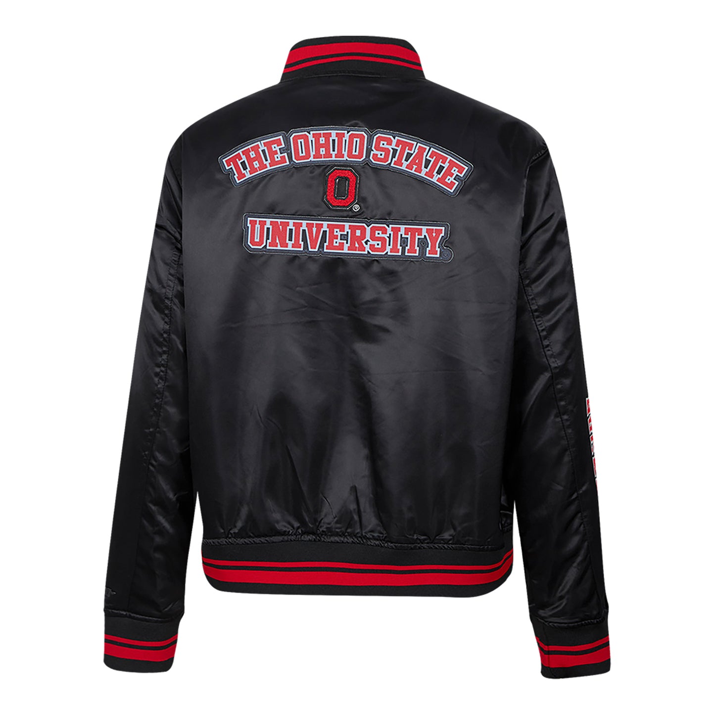 Ladies Ohio State Buckeyes Prostandard Classic Satin Jacket In Black - Back View