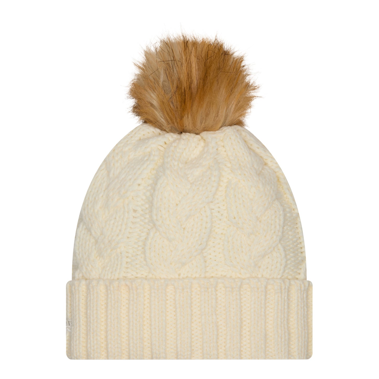 Ohio State Buckeyes New Era Faux Fur Pom Cream Beanie - Back View