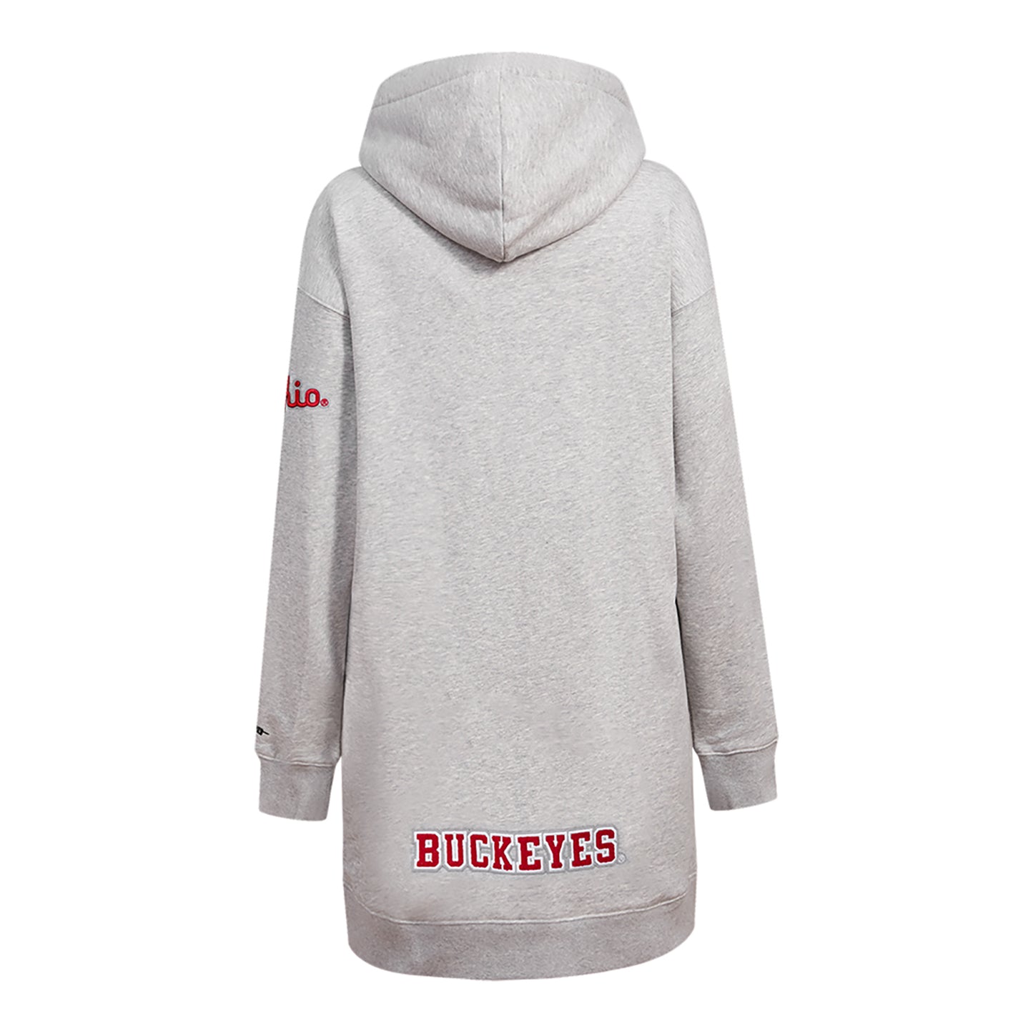 Ladies Ohio State Buckeyes Prostandard Classic Hooded Dress In Grey - Back View