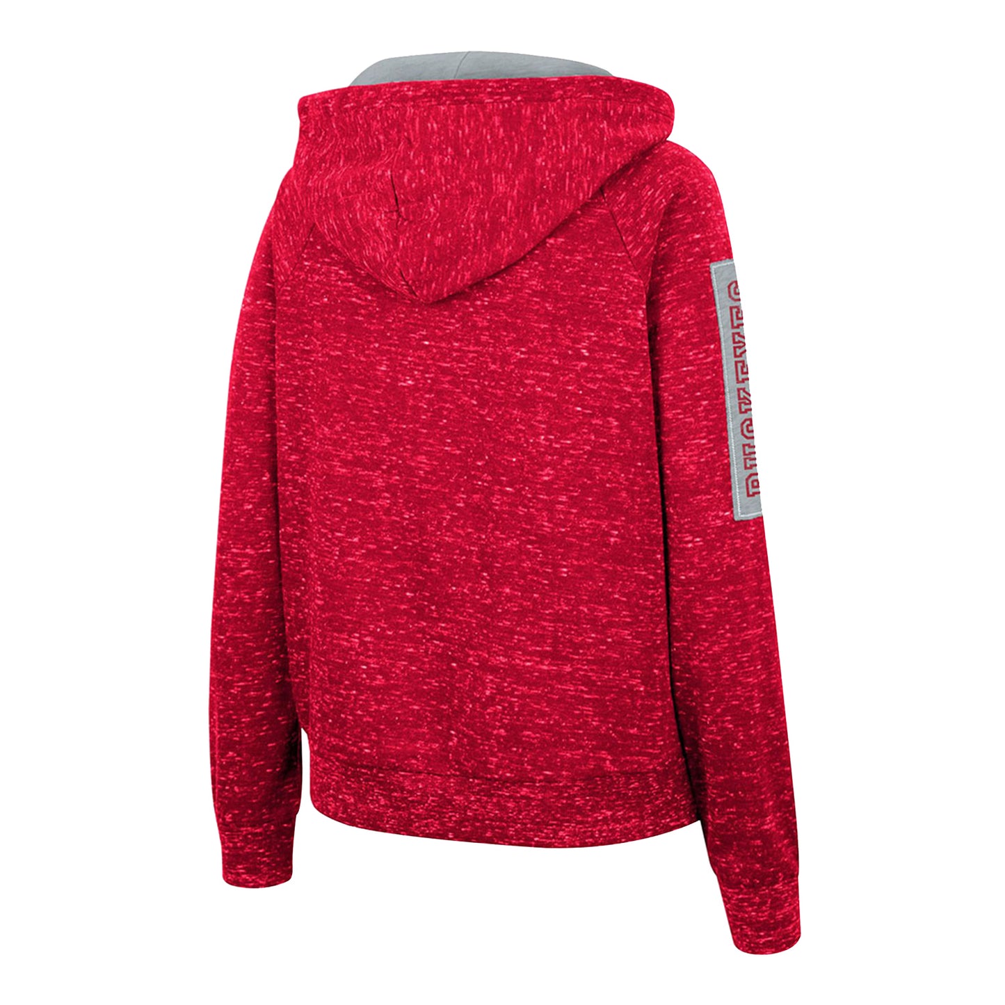 Ladies Ohio State Buckeyes Devel Speckle Hooded Scarlet Sweatshirt - In Scarlet - Back View