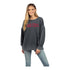 Ladies Ohio State Buckeyes Burnout Puff Sleeve Charcoal Sweatshirt - In Gray - Front View