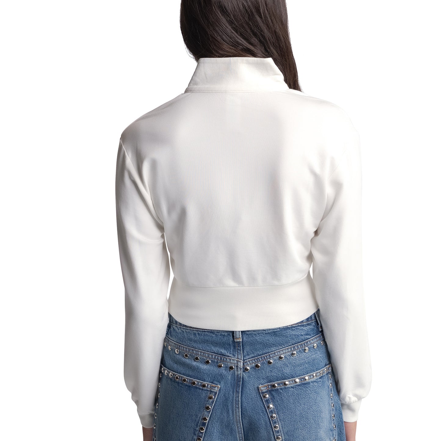 Ohio State Buckeyes Lusso Mercedes Crop 1/4 Zip Sweatshirt In White - Back View