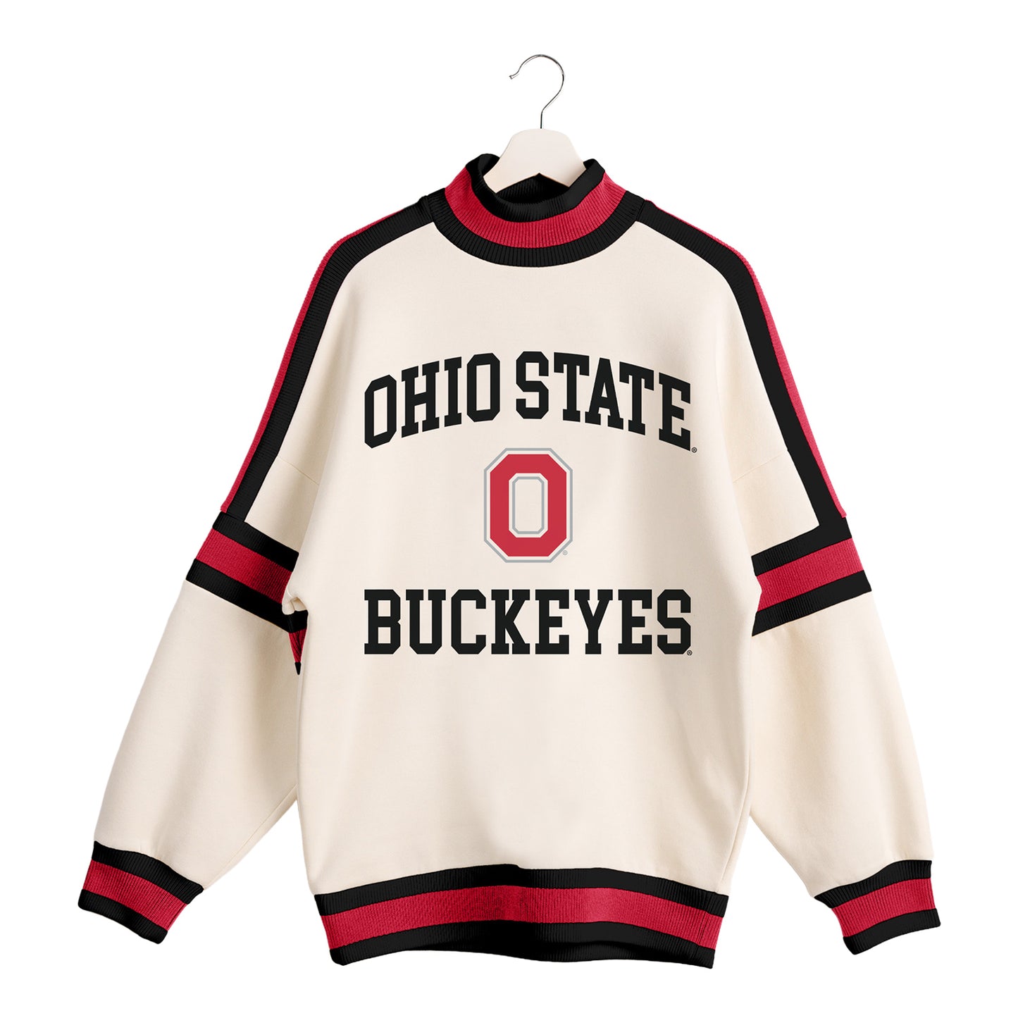 Ladies Ohio State Buckeyes Gameday Couture Block O Turtleneck Sweatshirt In White - Front View