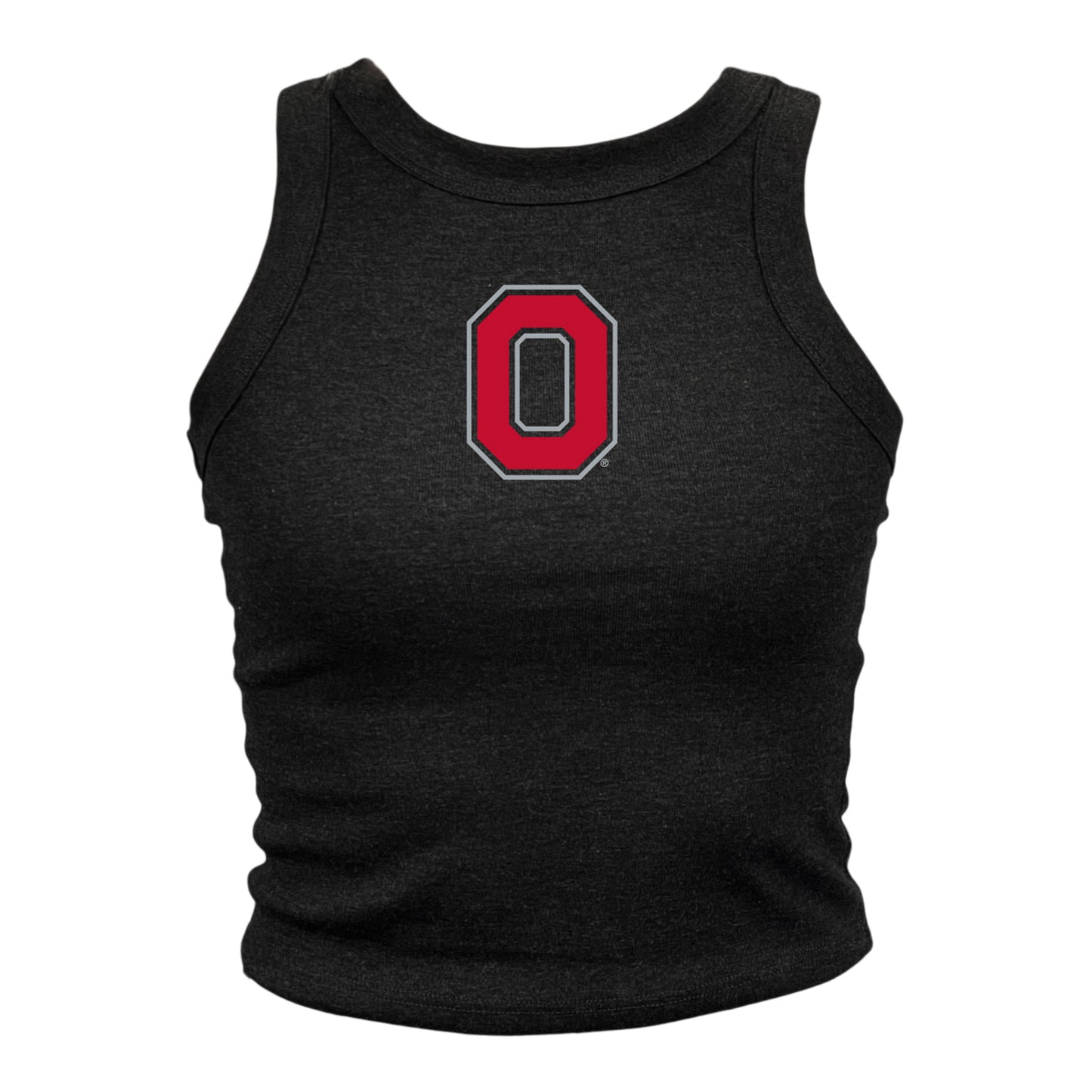 Ladies Ohio State Buckeyes Where I'm From Block O Tank Top In Black - Front View