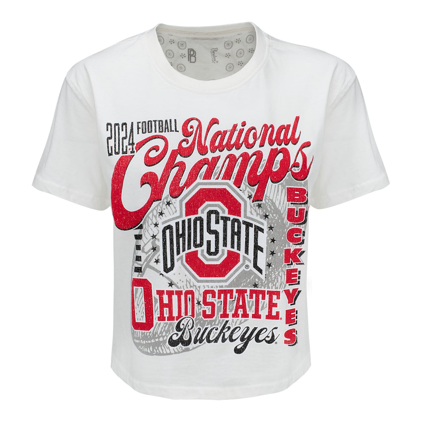 Ladies Ohio State Buckeyes National Champs T-Shirt In White - Front View