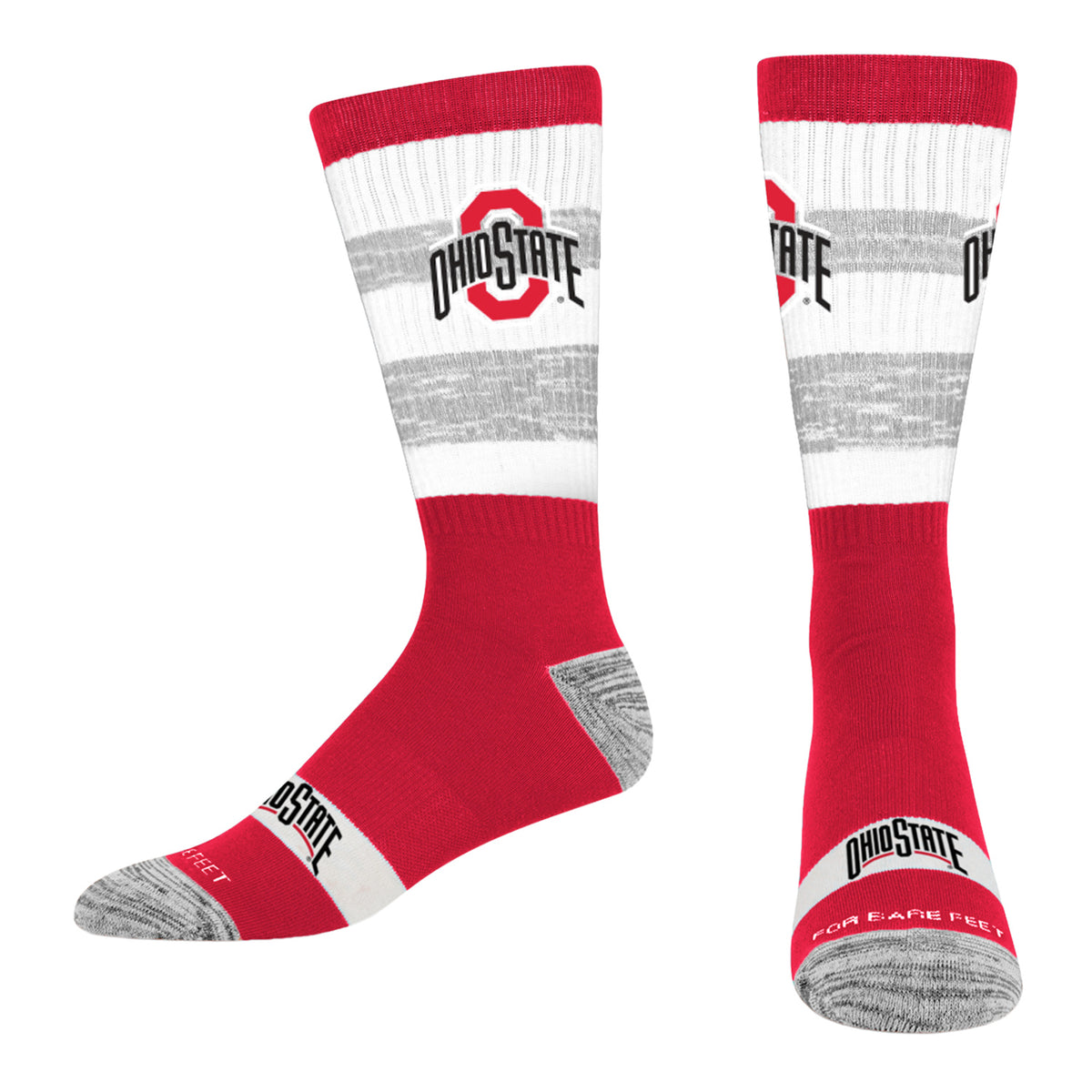 Ohio State Buckeyes For Bare Feet Disrupter Striped Sock