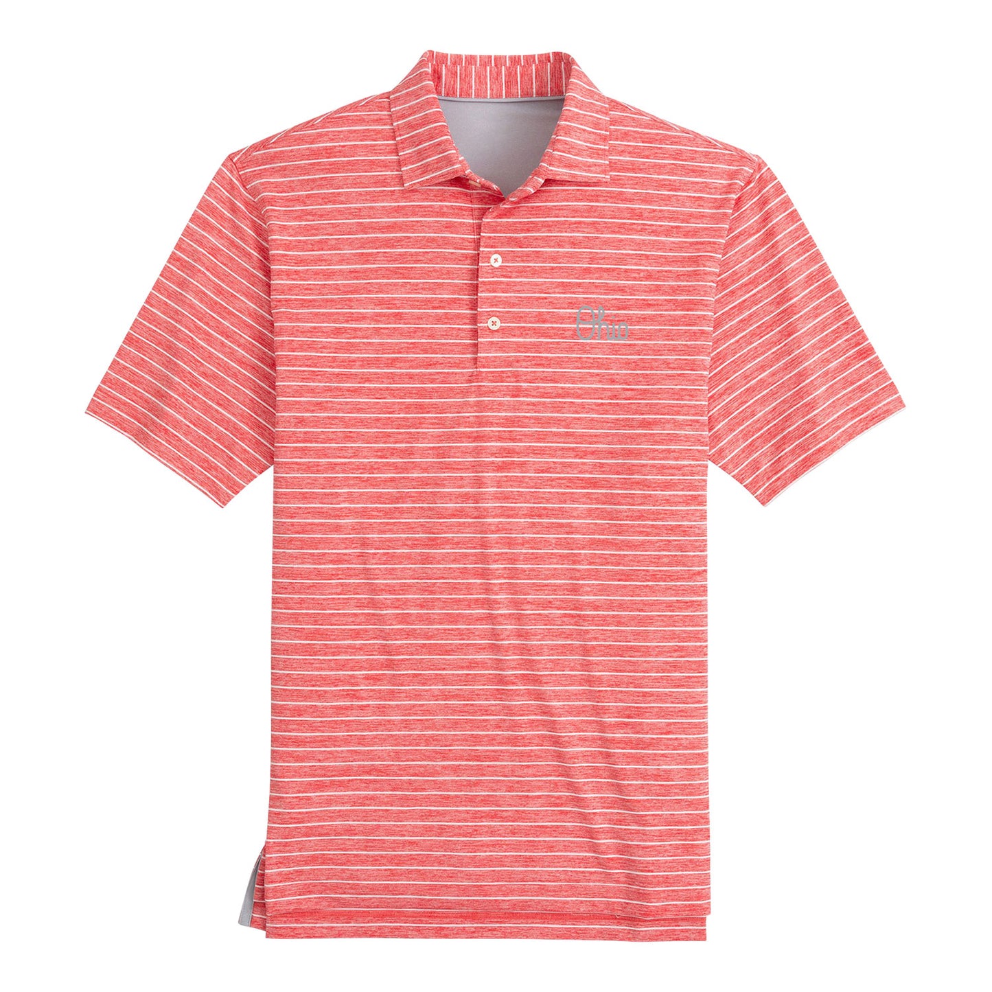 Ohio State Buckeyes Stripe Newton Scarlet Polo - In Scarlet - Front View