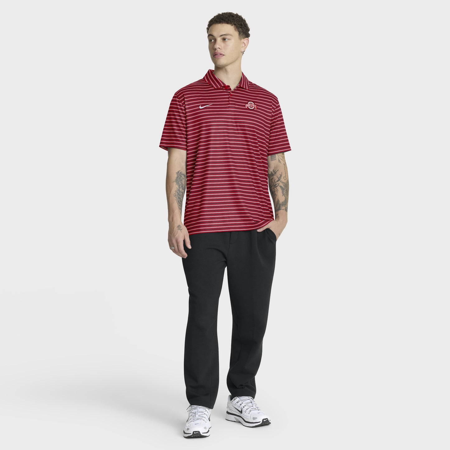 Ohio State Buckeyes Nike Coaches Premium Stripe Polo - Front View 2