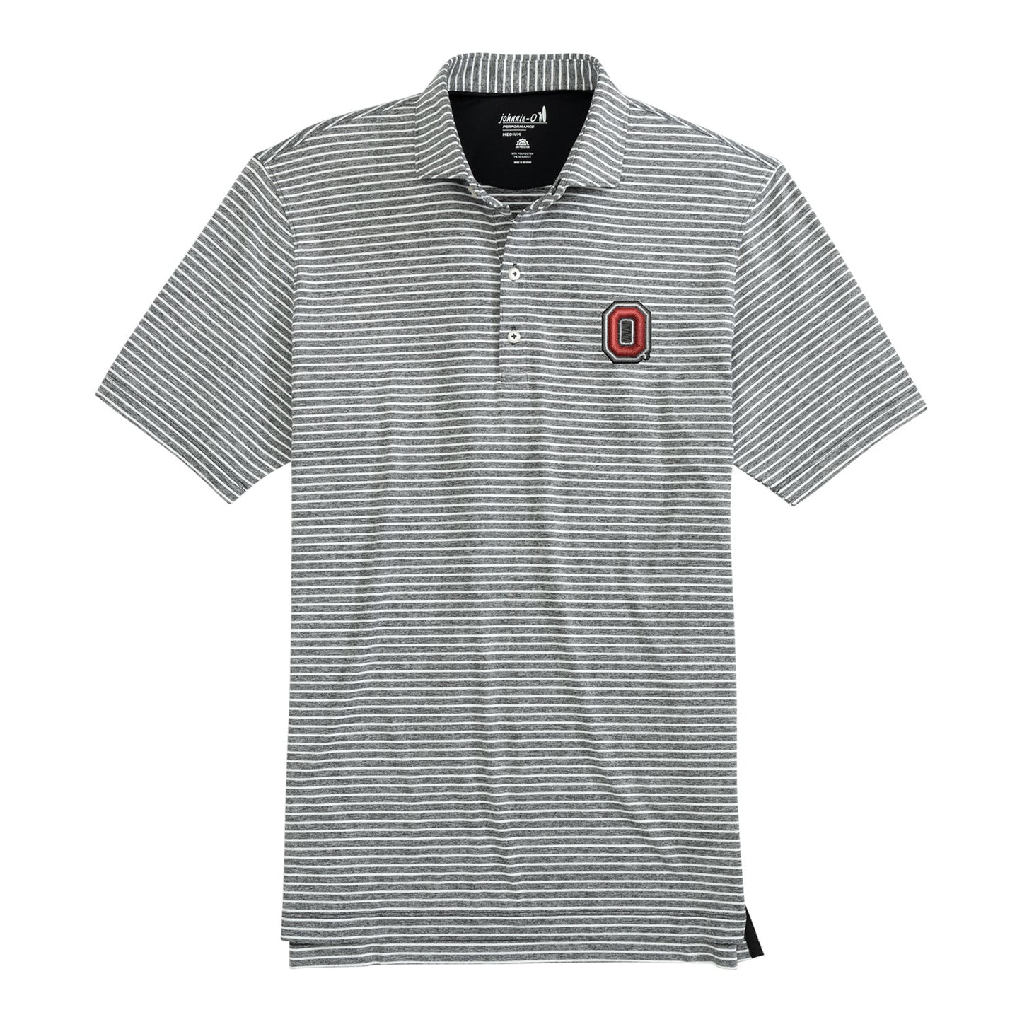 Ohio State Buckeyes Johnnie-O Block O Clipper Polo In Grey - Front View