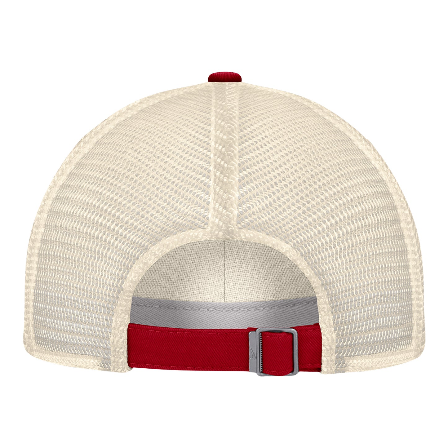 Ohio State Buckeyes Nike Unstructured Trucker Hat in White and Scarlet - Back