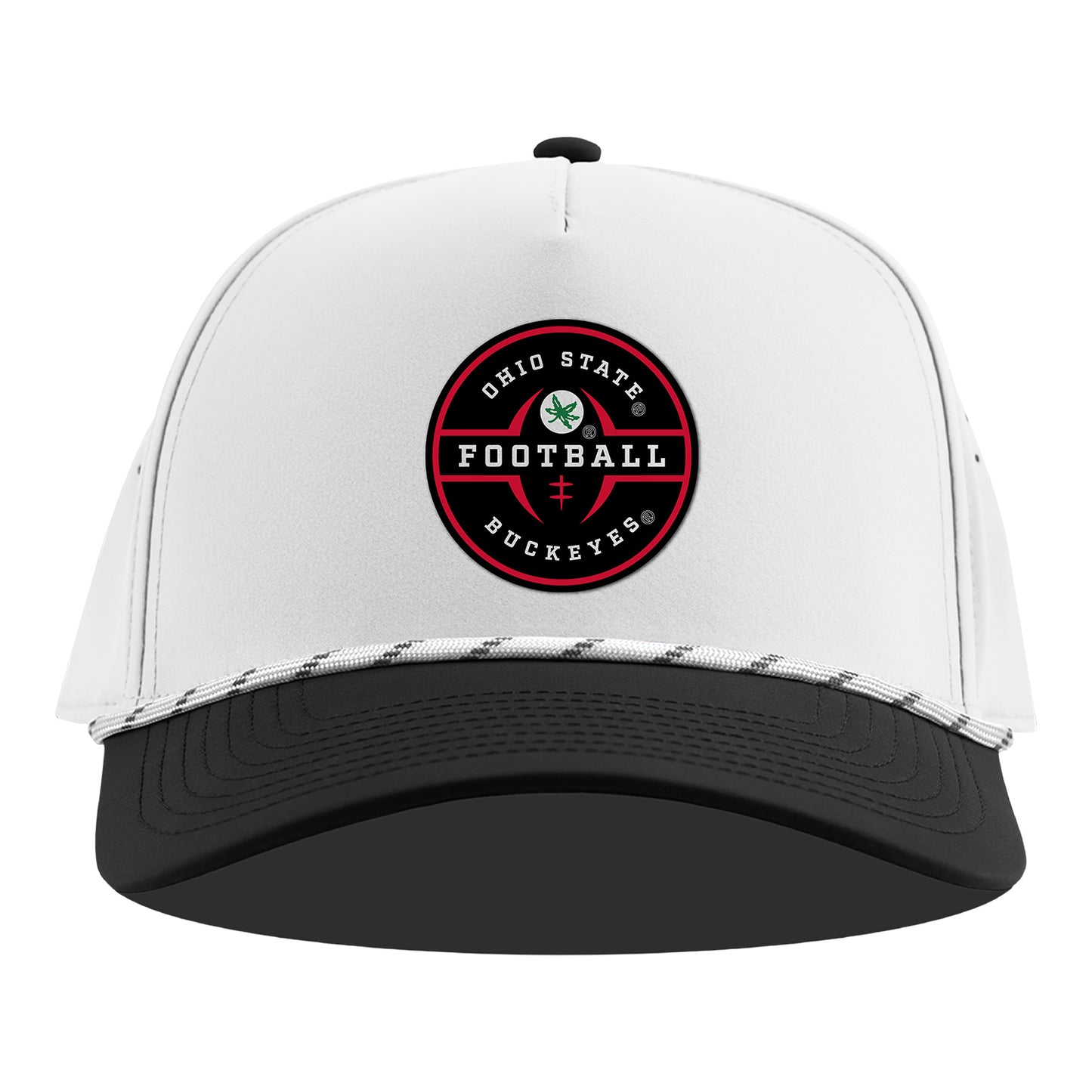 Ohio State Buckeyes Branded Bills Football Rope Snapback In White - Front View