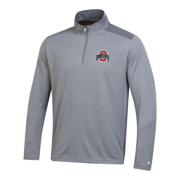 Ohio State Buckeyes 2 Tone 1/4 Zip Jacket - In Gray - Front View