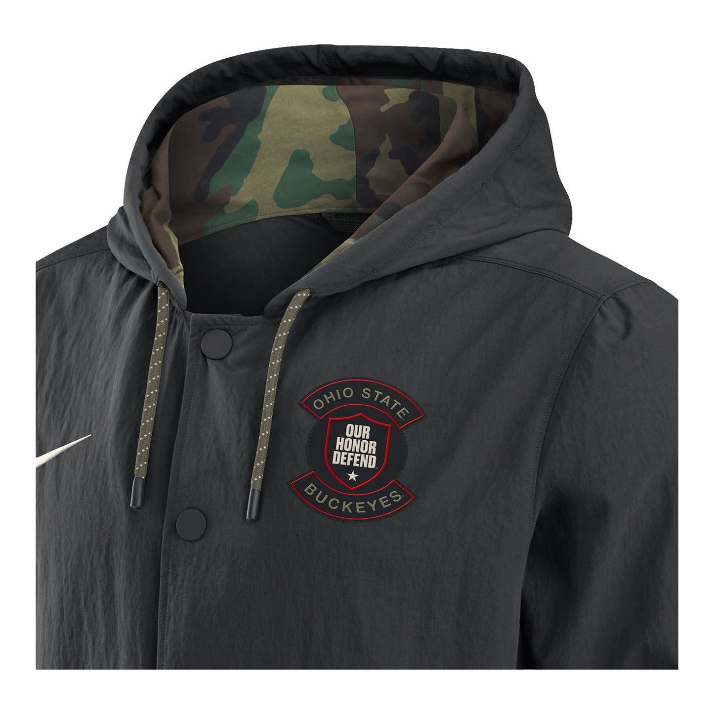 Ohio State Buckeyes Nike Our Honor Defend Military Jacket In Black - Collar View