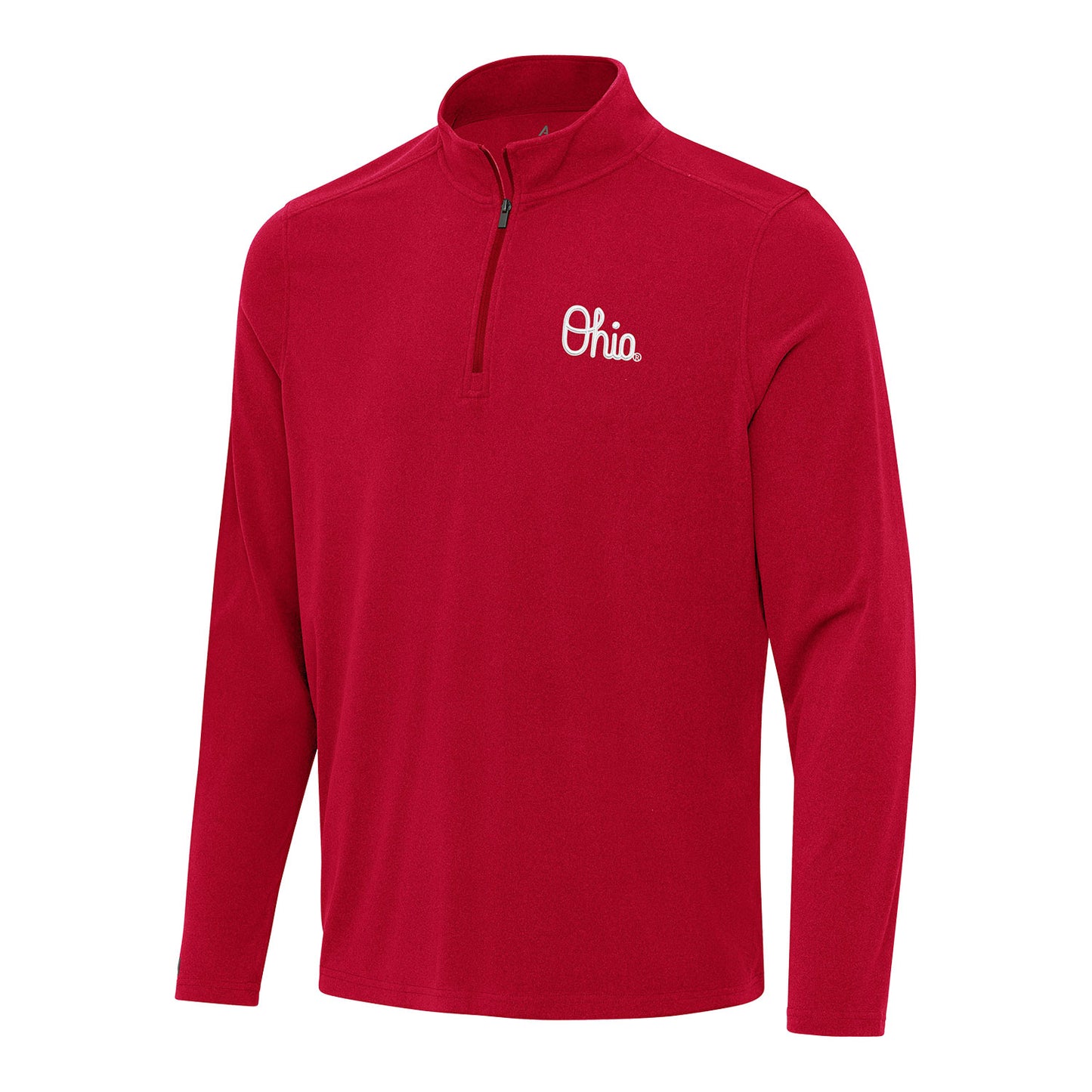 Ohio State Buckeyes Antigua Script Ohio Omni 1/4 Zip Jacket In Red - Front View