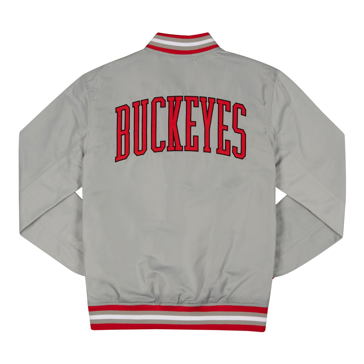 Ohio State Buckeyes Homefield Heritage Block O Bomber Jacket In Gray - Back View
