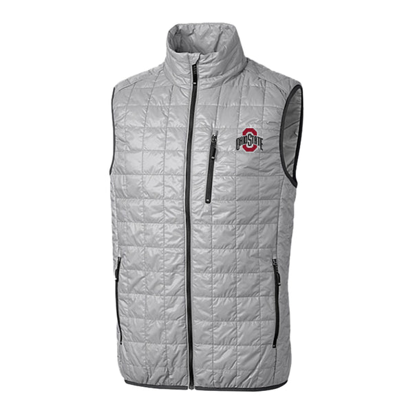 Ohio State Buckeyes Cutter & Buck PrimaLoft Eco Insulated Gray Full Zip Vest - Front View