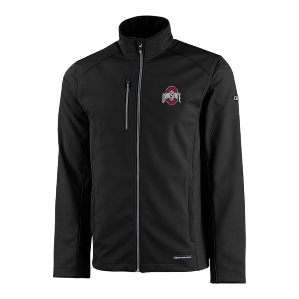 Ohio State Buckeyes Cutter & Buck Eco Softshell Black Full Zip Jacket - Front View