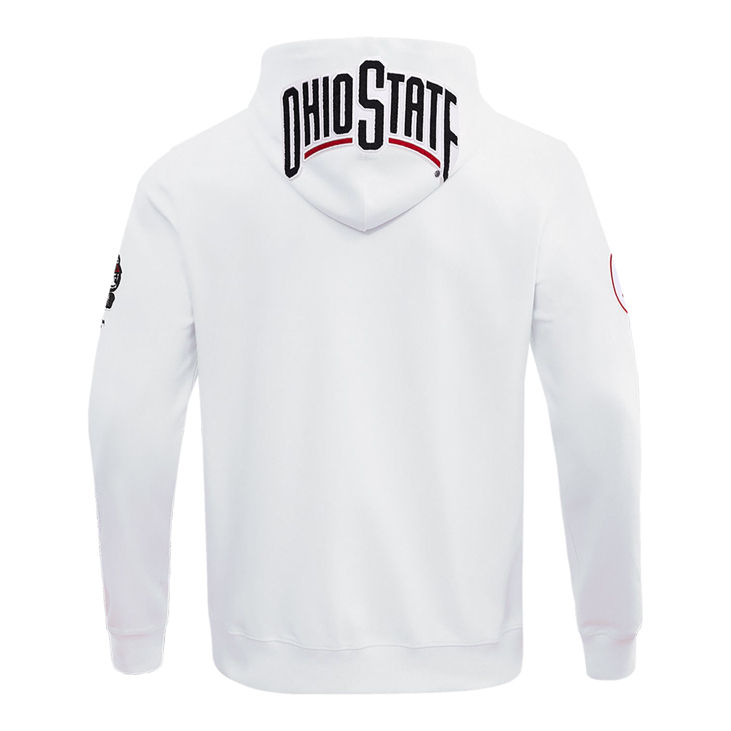 Ohio State Buckeyes Classic Full Zip Athletic Logo Hooded Sweatshirt In White - Back View