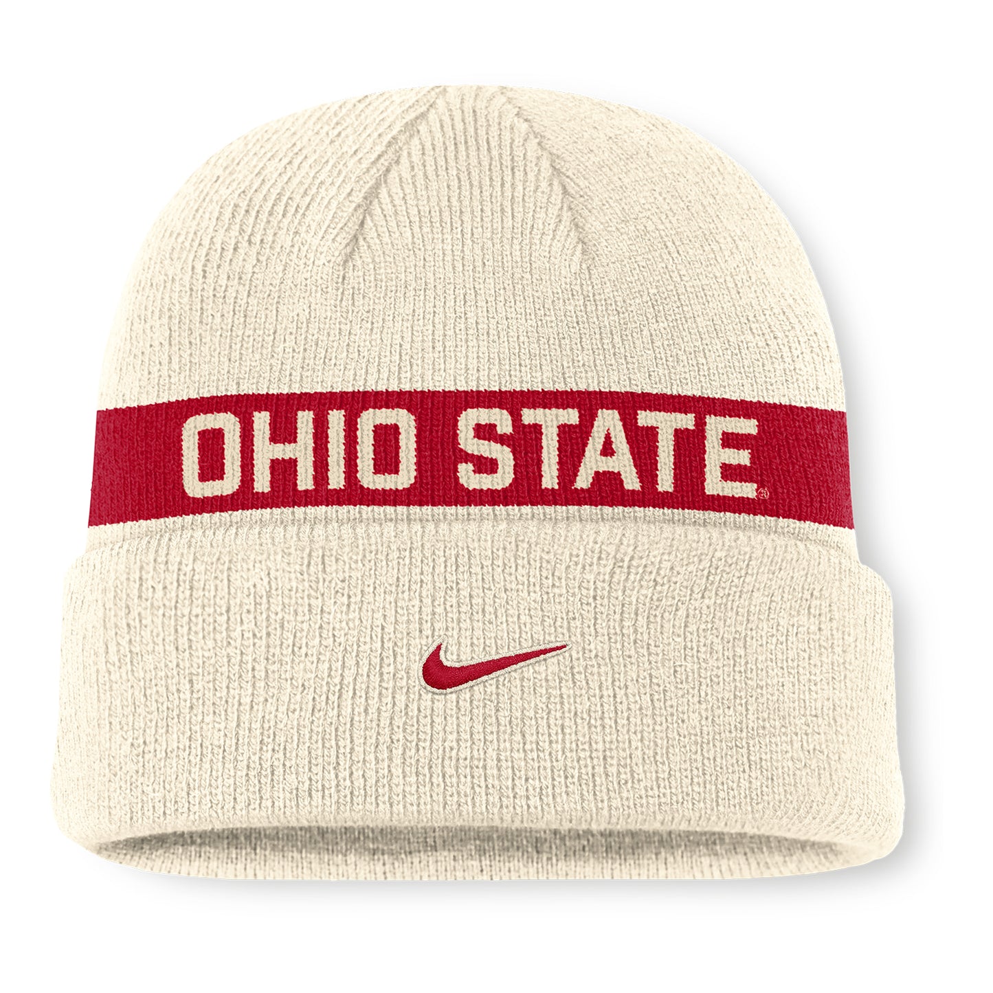 Ohio State Buckeyes Nike Peak Primetime Utility Beanie In Cream - Back View
