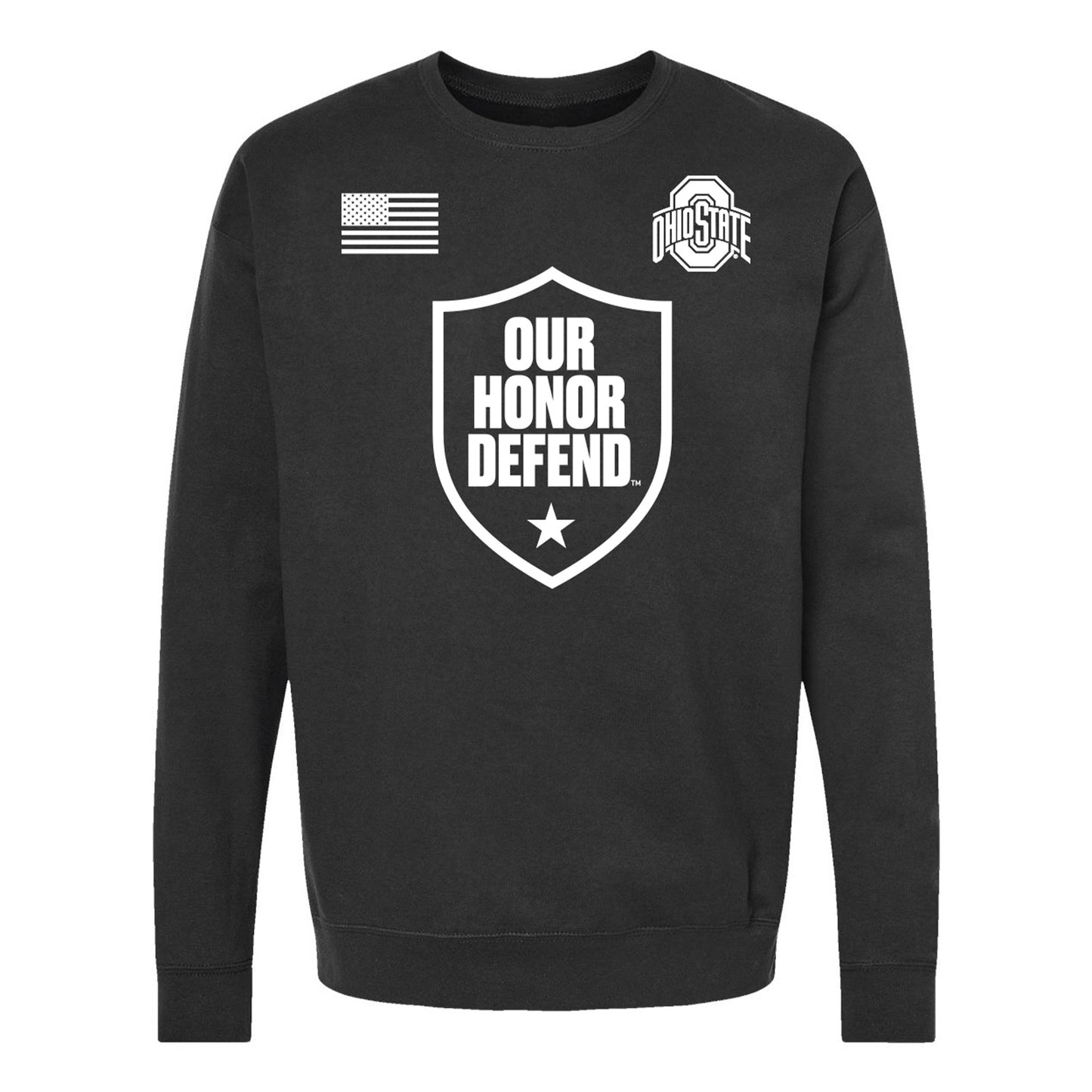Ohio State Buckeyes 'Our Honor Defend' Black Crewneck Sweatshirt In Black - Front View