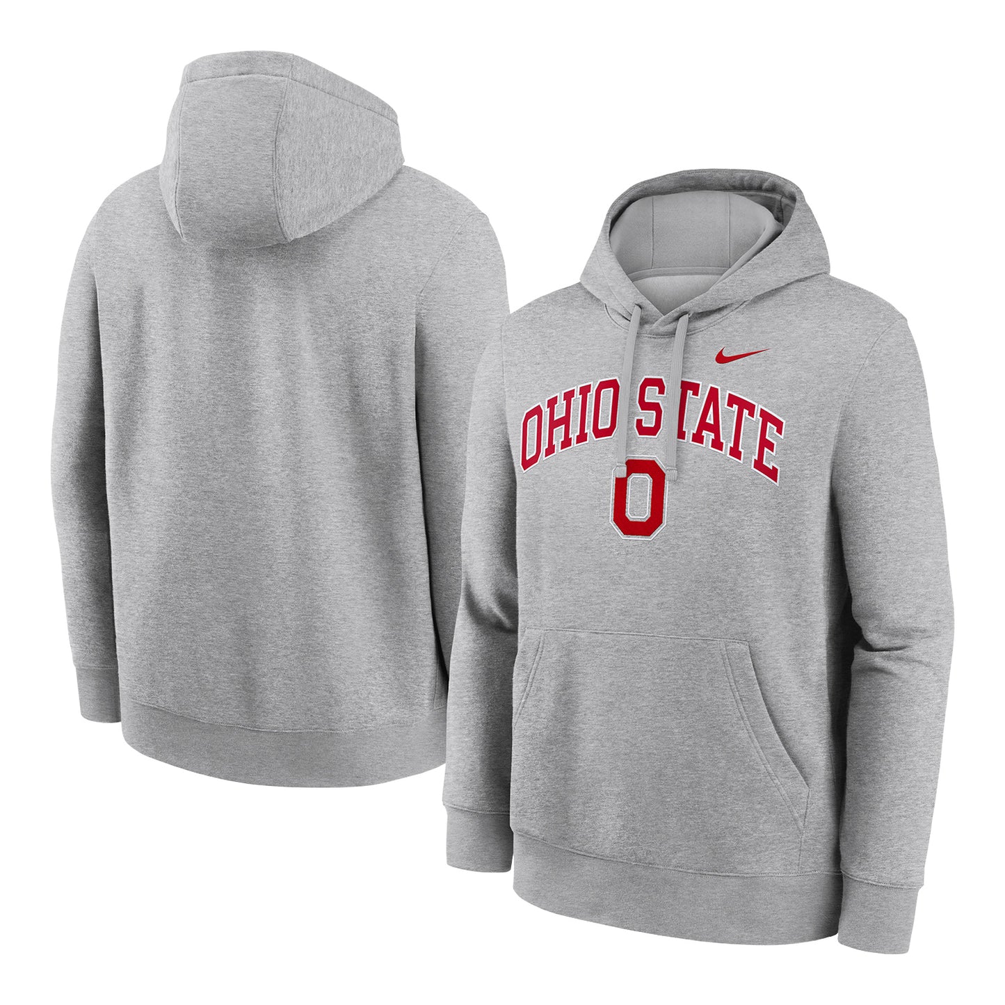 Ohio State Buckeyes Nike Classic Arch Fleece Hoodie In Gray - Front & Back View
