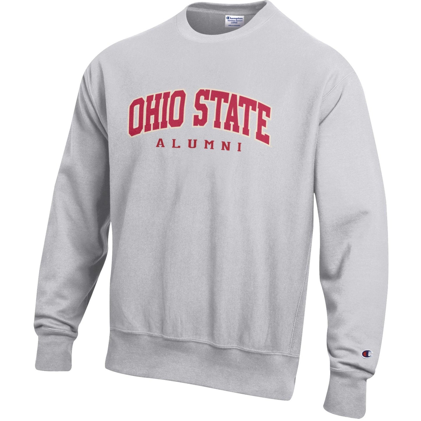 Ohio State Buckeyes Champion Alumni Reverse Weave Crewneck Sweatshirt In Grey - Front View