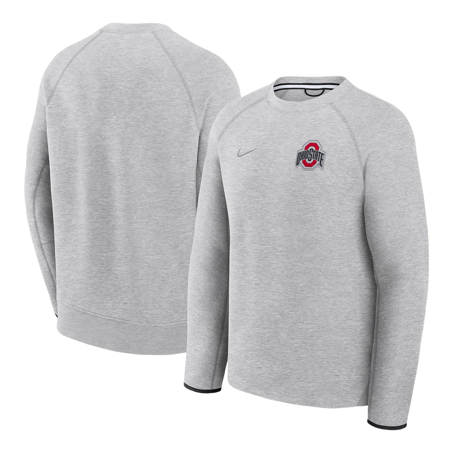 Ohio State Buckeyes Nike Tech Fleece Gray Crewneck Sweatshirt - Front & Back View
