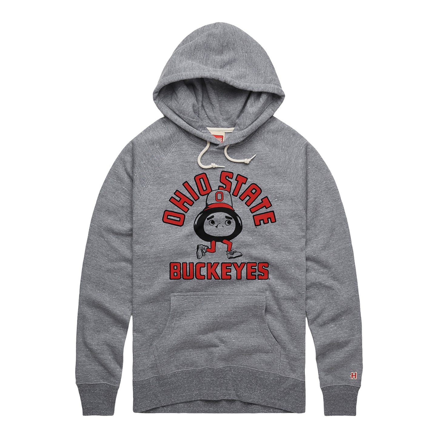 Ohio State Buckeyes Homage Brutus Cartoon Hoodie In Gray - Front View