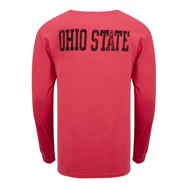 Ohio State Buckeyes Comfort Wash Long Sleeve T-Shirt - In Scarlet - Back View