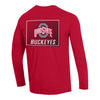 Ohio State Buckeyes 3-Hit Print Long Sleeve Scarlet T-Shirt - In Scarlet - Back View