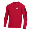 Ohio State Buckeyes 3-Hit Print Long Sleeve Scarlet T-Shirt - In Scarlet - Front View