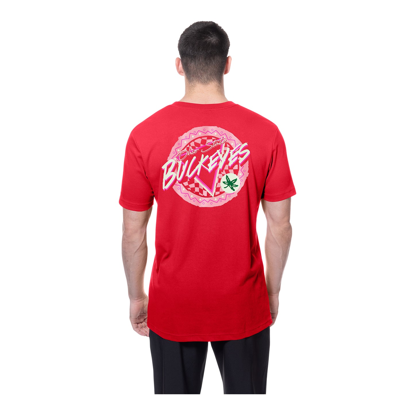 Ohio State Buckeyes Oversized Glow in the Dark Leaf T-Shirt - Back View On Model
