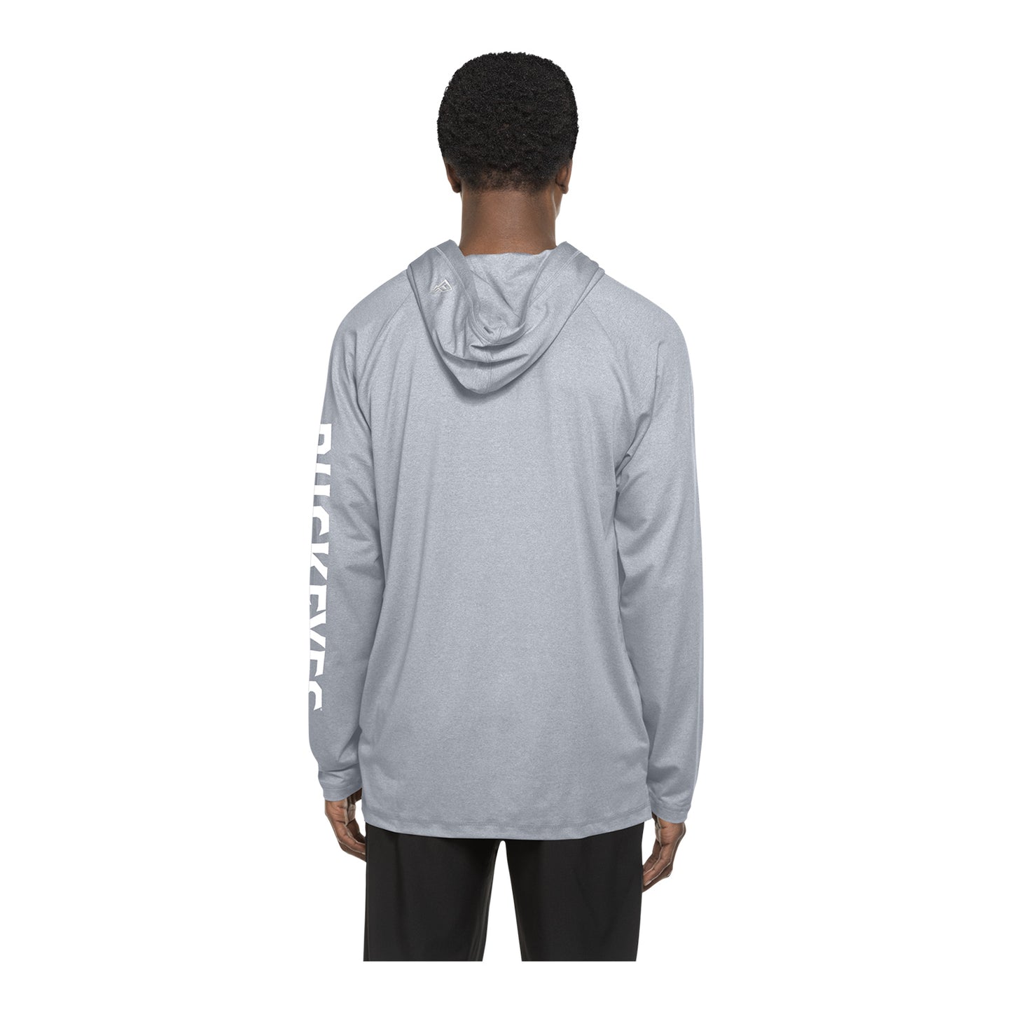 Ohio State Buckeyes Adventure Hooded Gray T-Shirt - Back View On Model