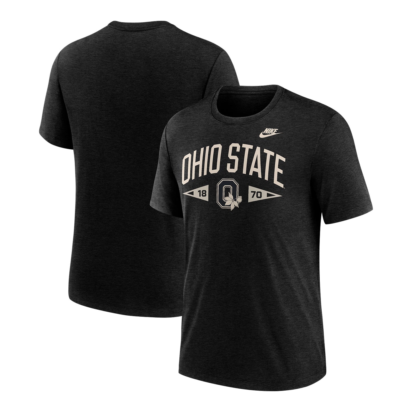 Ohio State Buckeyes Nike Banner Fashion T-Shirt In Black - Front & Back View